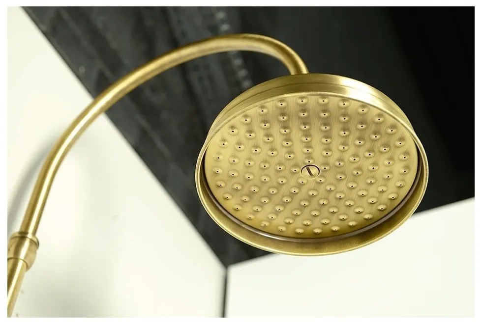 Месингов душ комплект в бронзов цвят с термостатен смесител с душ глава и ръчен душ 142 cm Antea – Sapho
