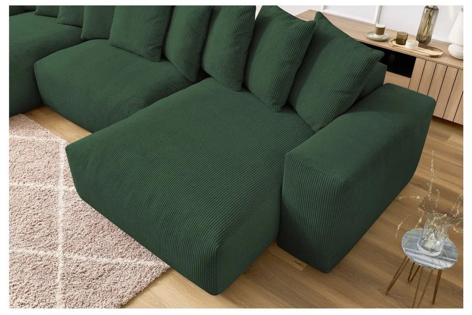 Зелен ъглов диван от рипсено кадифе Voltaire – Bobochic Paris