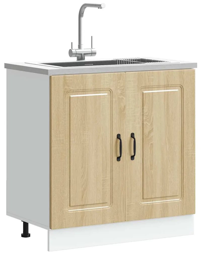 853450 vidaXL Шкаф за мивка, Kalmar, дъб сонома, 80x46x81,5см инженерно дърво