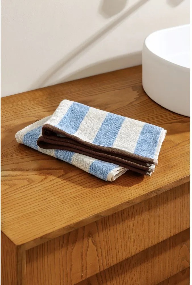 Кафява/кремава памучна кърпа от тери 50x80 cm Gobo – noo.ma