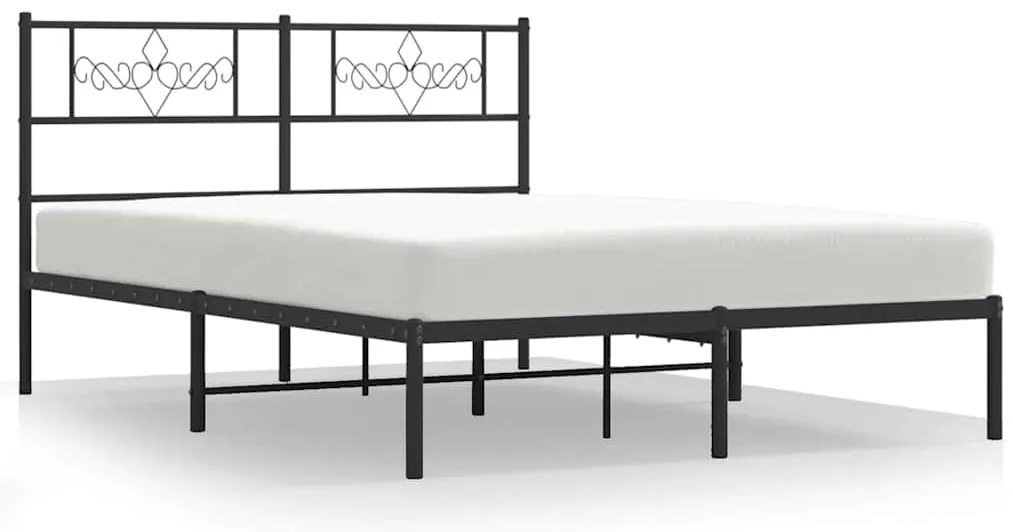 355269 vidaXL Метална рамка за легло с горна табла, черна, 150x200 см