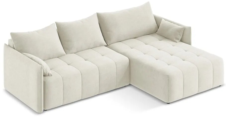 Бежов разтегателен ъглов диван с място за съхранение (десен ъгъл) Moku – Makamii