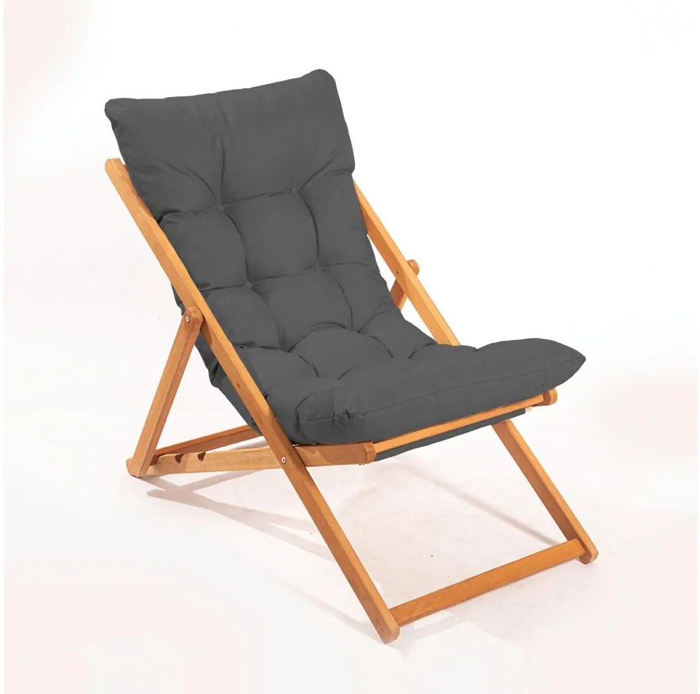 Градински шезлонг сив/бук