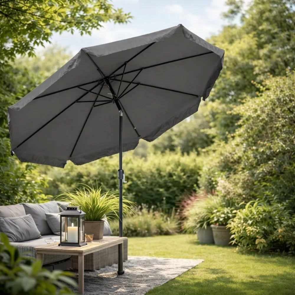 Голям градински чадър с наклон - 300 см Тъмносиво
