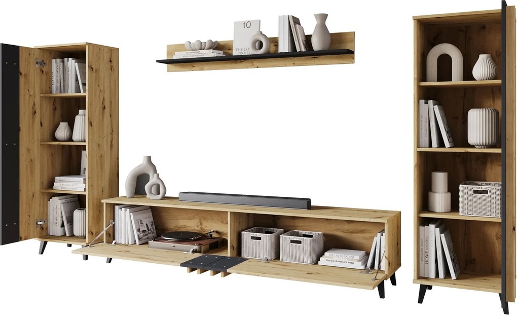 Секция за хол Helsinki I-Дърво-Черен