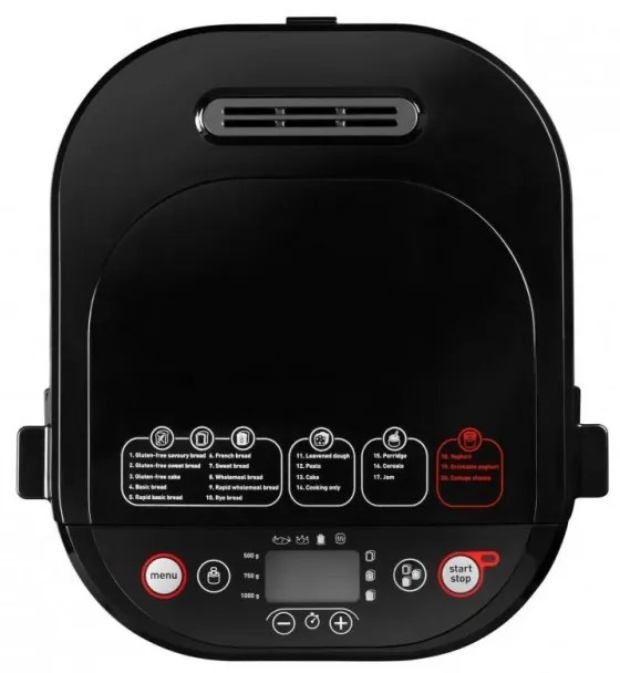 Хлебопекарна Tefal Pain & Delices PF240E38, 700 W, 1000/750/500 гр., 3 степени на изпичане, 20 програми, Черен/инокс