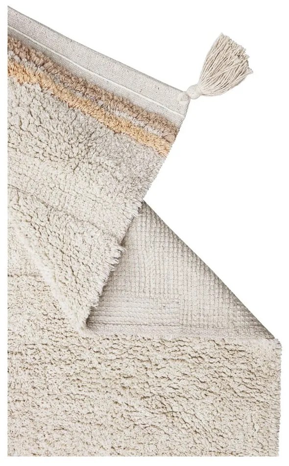 Кремав ръчно изработен памучен килим подходящ за пране 90x130 cm Bloom Natural – Lorena Canals