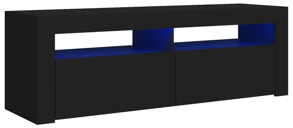 804311 vidaXL ТВ шкаф с LED осветление, черен, 120x35x40 см