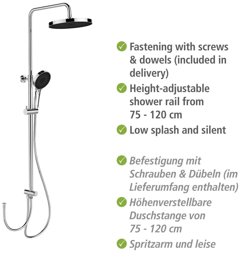 Душ комплект от неръждаема стомана в блестящо сребро 120 см Soft Water - Wenko