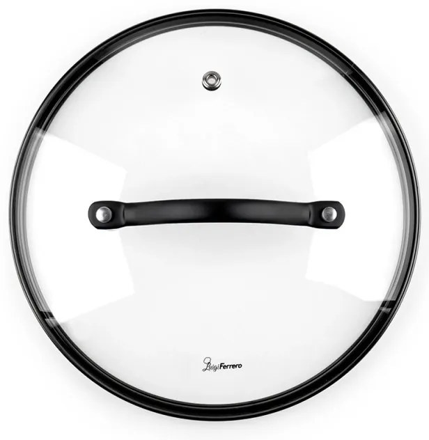 Тенджера Luigi Ferrero Symphony FR-2010, 20x10.5 см, 2.6 л, Незалепващо покритие, Стъклен капак с отвор за пара, Стоманени дръжки с PVD, Индукция, Черен мрамор