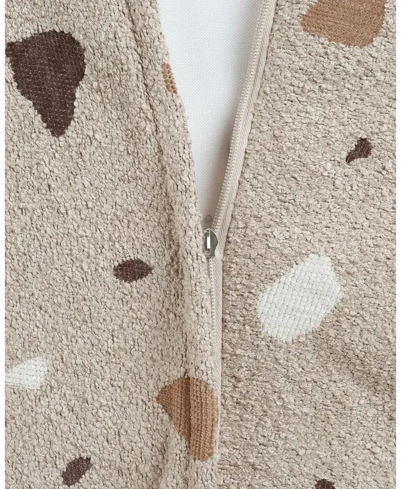 Светлокафяв детски пуф от букле и шенил Terrazzo Square – Wigiwama