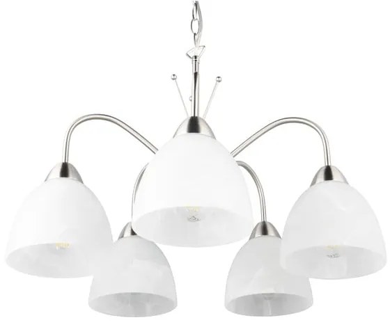 Бяло-сребристо висящо осветително тяло със стъклен абажур ø 55 cm Dobby – Trio