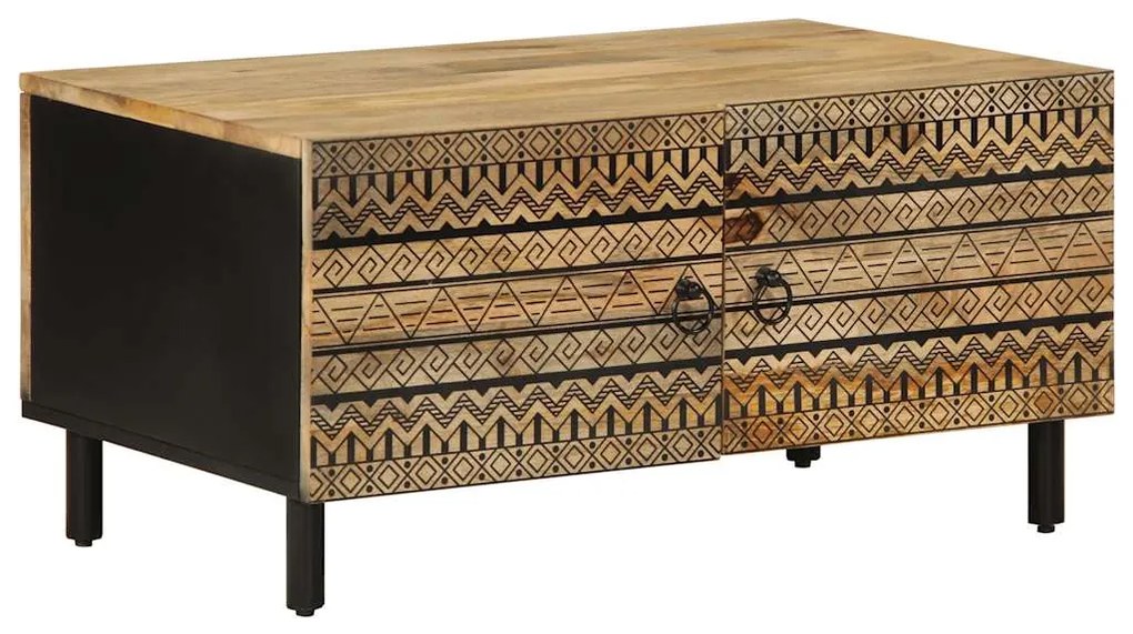 4018633 vidaXL Кафе маса, черна, 80x50x40 см, грубо мангово дърво масив
