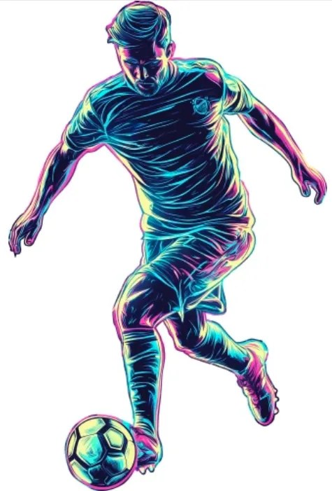 Модерен стикер за стена за детска и тийнейджърска стая - неонов футболист Šírka: 115 cm | Dĺžka: 180 cm