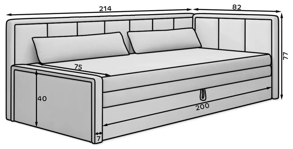 Син сив шенилов разтегателен диван с място за съхранение 214 cm Fulgeo – ELTAP