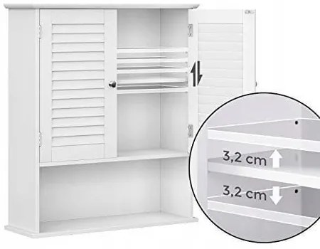 Висящ шкаф за баня от MDF 60 x 70 x 20 cm