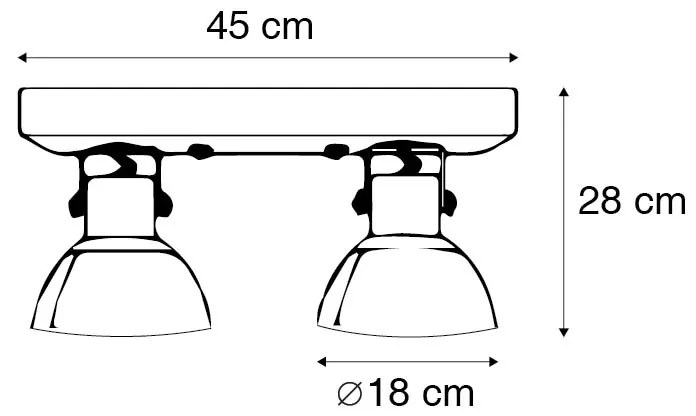 Таванна лампа бронз 2-светлина с дърво - Mangoes