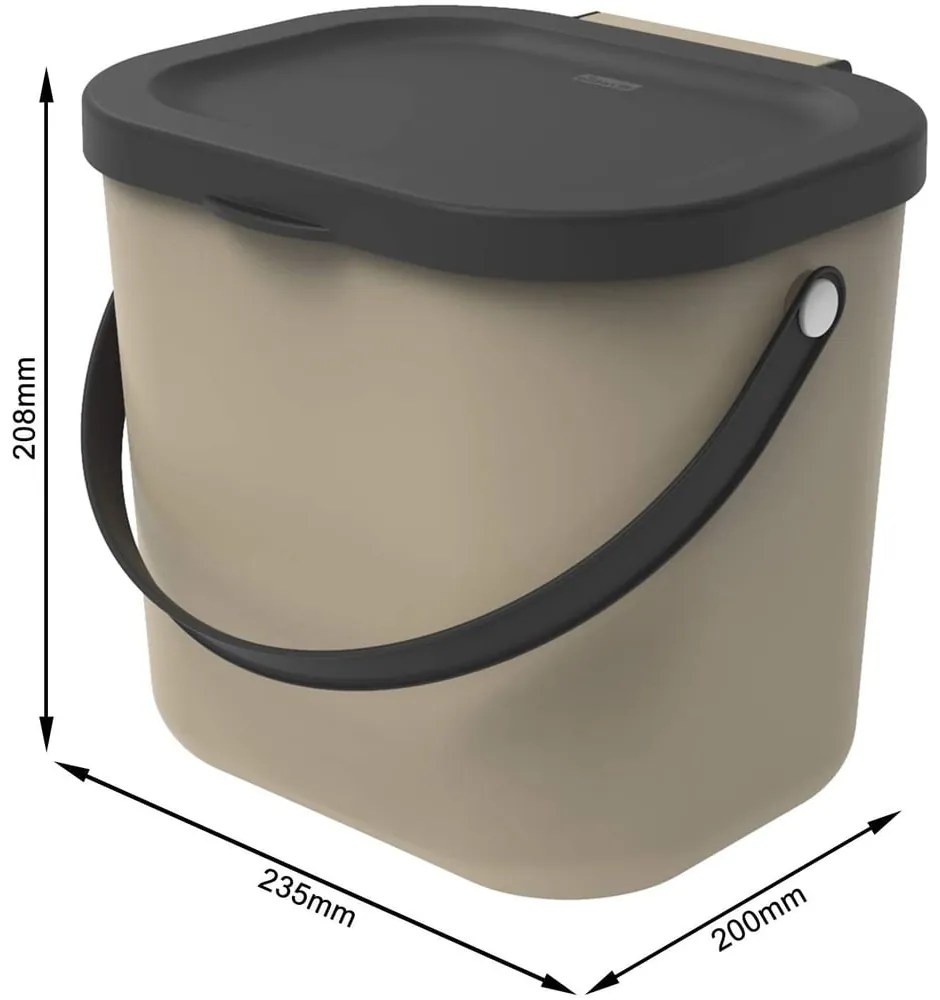 Светлокафяв контейнер за компостируеми отпадъци 6 l Albula – Rotho