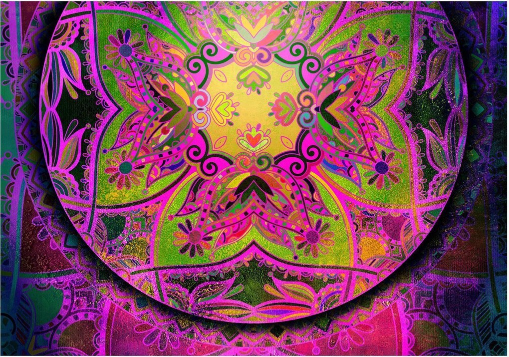 Самозалепващ се фототапет - Mandala: Pink Expression - 196x140