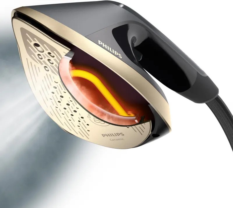 Уред за вертикално гладене с пара Philips All-in-one 8500 AIS8540/80, 2200W, 1.2 л, 6 bar, 90 гр/мин, 2 настройки, OptimalTEMP, Регулируема дъска, Тъмносив/златист