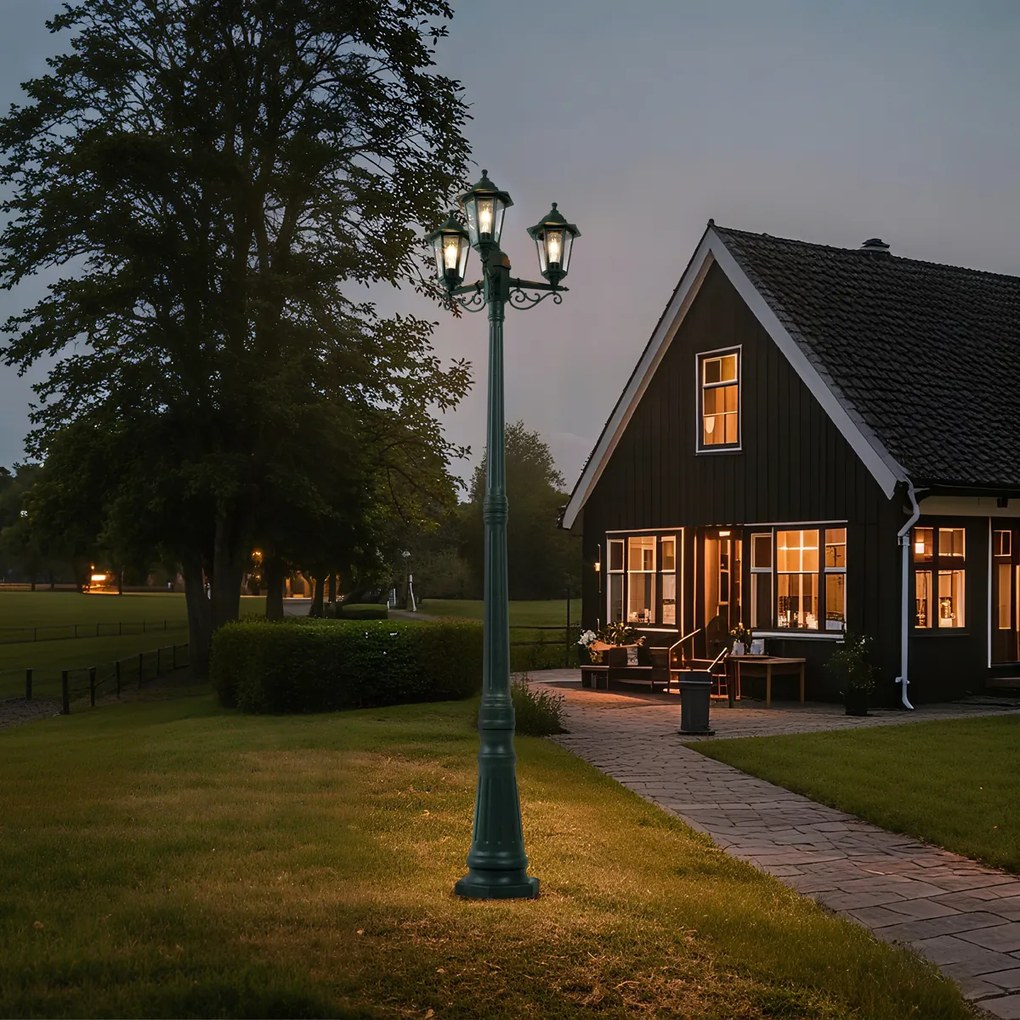 Класически външен фенер тъмнозелен 217 см 3 светлини IP44 - New Haven