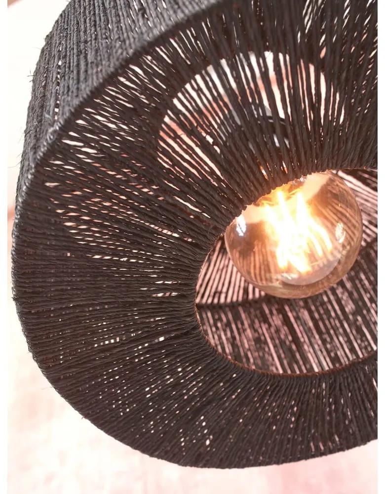Черна подова лампа с абажур от юта (височина 150 cm) Iguazu - Good&amp;Mojo