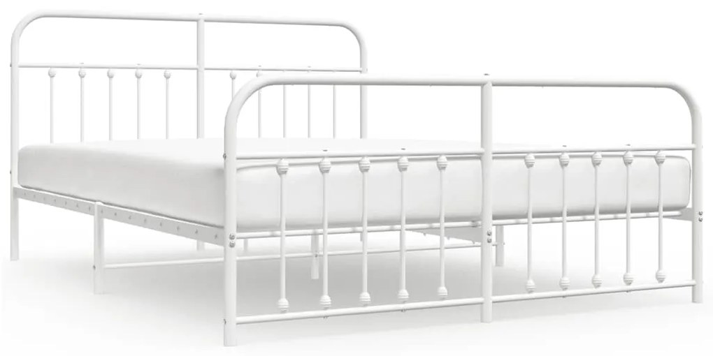 352648 vidaXL Метална рамка за легло с горна и долна табла, бяла, 160x200 см