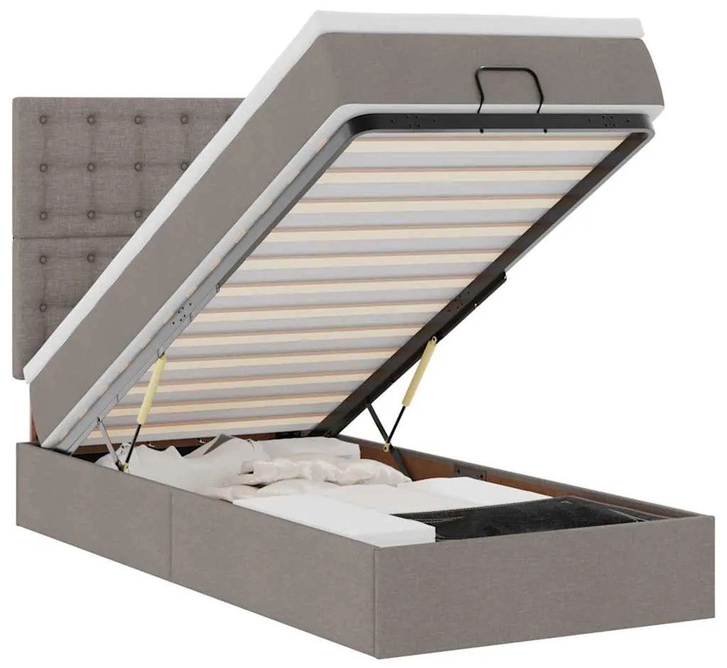 3313289 vidaXL Османска легло с матрак, таупе, 90x190 см, плат