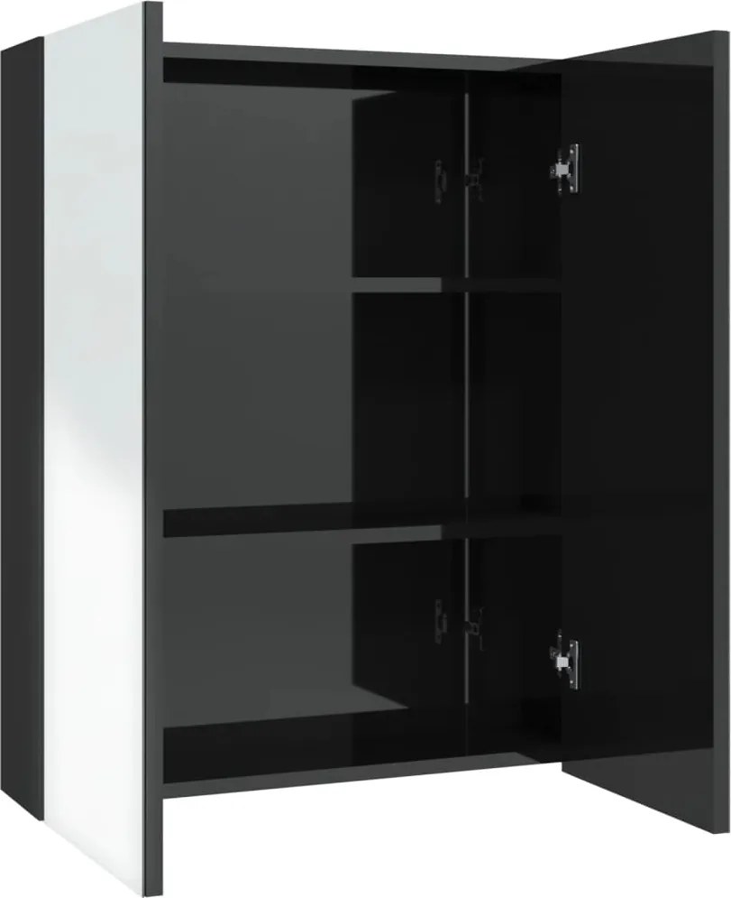 331524 vidaXL Шкаф с огледало за баня, 60x15x75 см, МДФ, черен гланц