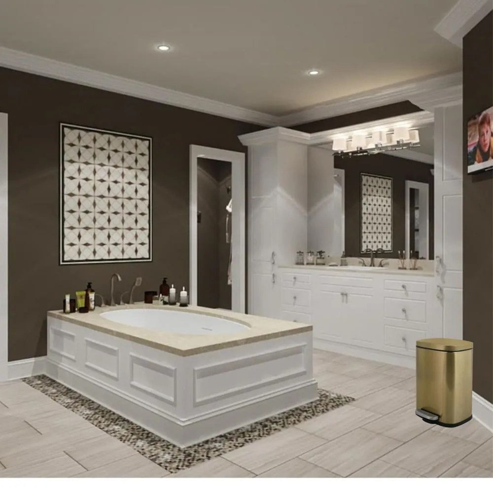 Матово златисто стоманено кошче за боклук с педал 5 l Akira – Spirella