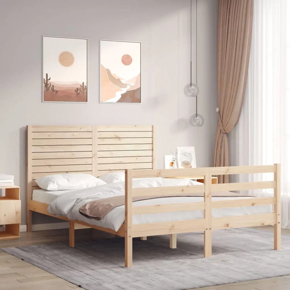 3195001 vidaXL Рамка за легло с табла Double масивно дърво