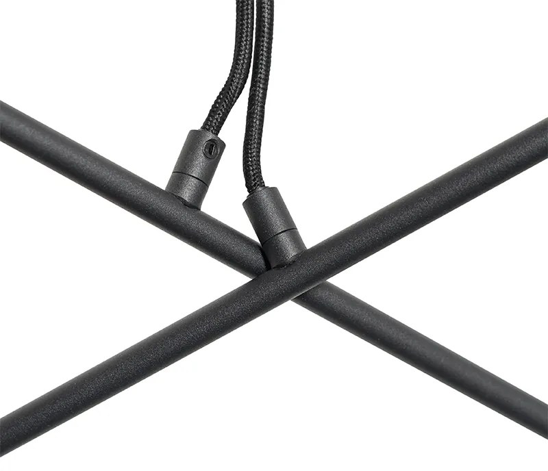 Висяща лампа черна с месинг и опушено стъкло 6-светлина - Vidro