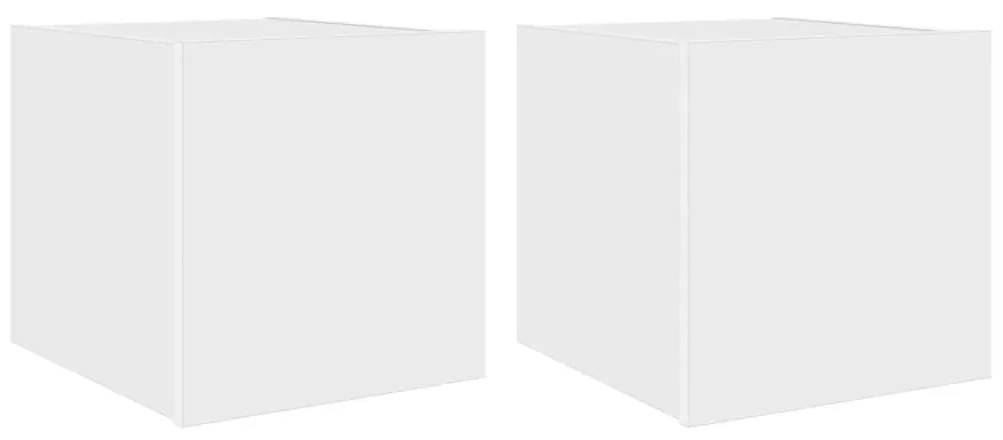 837219 vidaXL Стенни ТВ шкафове с LED осветление, 2 бр, бели, 30,5x35x30 см