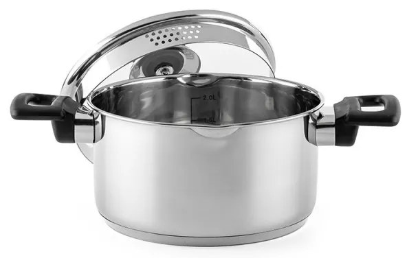 Тенджера Luigi Ferrero Sophia FR-3402, 18x10 см, 2.3 л, Стомана 18/10, Стъклен капак, Индукция, Инокс