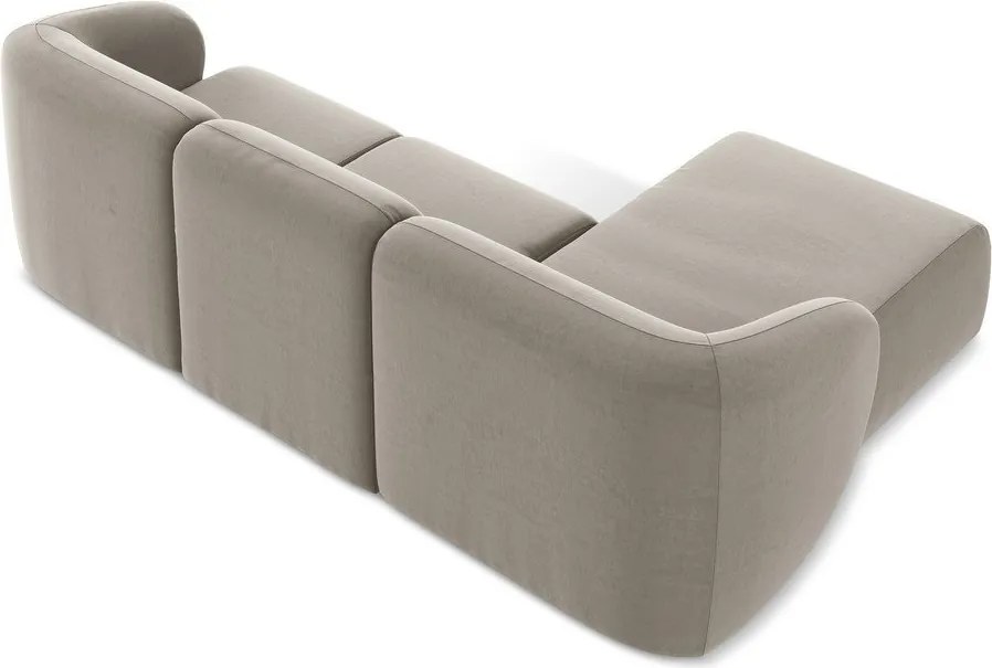 Светлокафяв кадифен ъглов диван (ляв ъгъл) Lani – Makamii