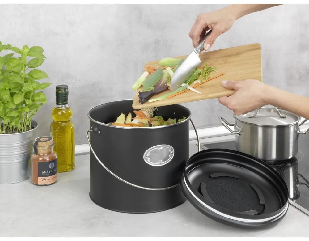 Черен контейнер за компостируеми отпадъци 6 l Nero – Wenko