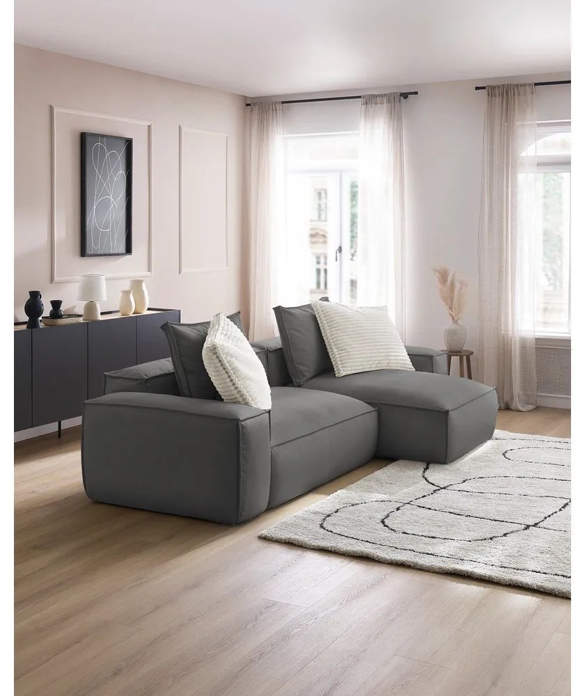 Сив ъглов диван от изкуствена кожа (променлив) Boheme – Bobochic Paris