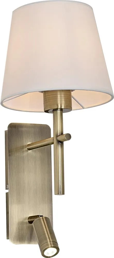 Zuma Line W4106-2AB+WH-LED Настенна лампа LUNA 1xE27/40W/230V + LED/2,5W месинг/бяла