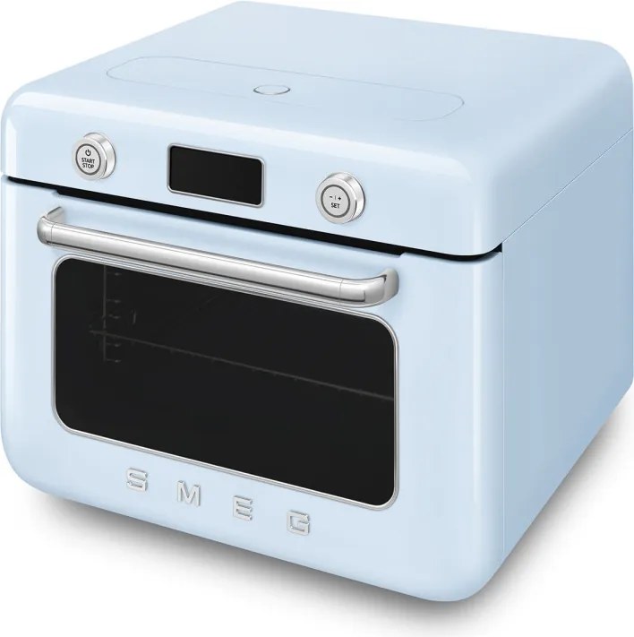 Мини фурна с комбинирана пара Smeg COF01PBEU, 1800 W, 10 функции, LCD дисплей, 40-230C, Пастелно синя
