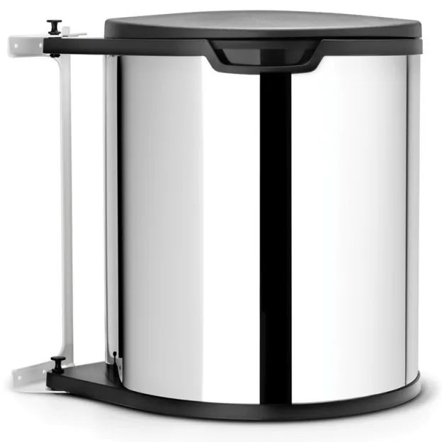 Кош за боклук за вграждане Brabantia Built-In 647044, 15 л, Широк отвор, Пластмасова вътрешна кофа, Инокс
