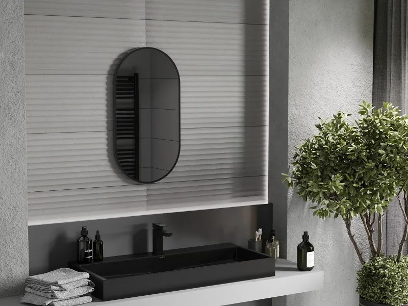 Mexen Loft овално огледало за баня 75 x 40 cm, черна рамка - 9851-075-040-000-70
