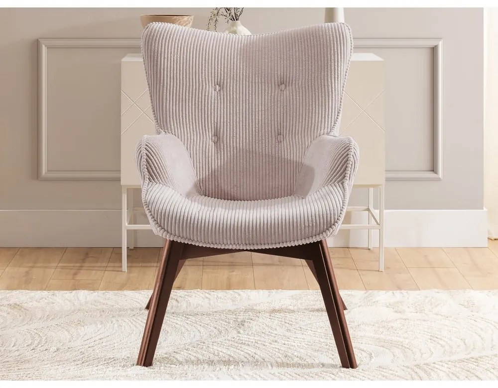 Светлорозово кресло от рипсено кадифе Niko – Ropez