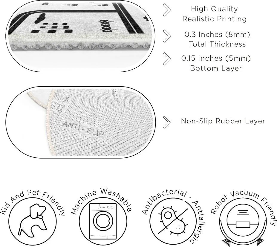 Черно-бял детско килимче за игра подходящо за пране ø100 cm In My Town – Mila Home