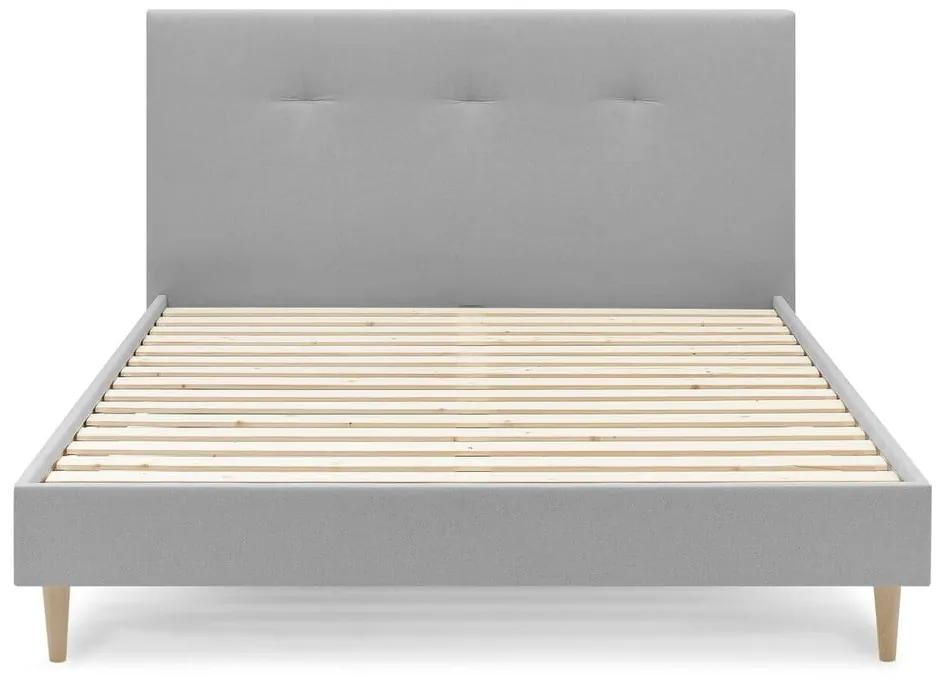 Светлосиво тапицирано двойно легло с решетка 160x200 cm Tory - Bobochic Paris