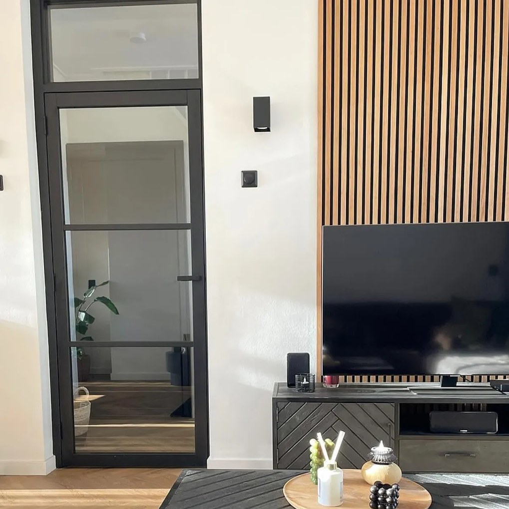 Дизайнерски квадратен стенен аплик черен - Sabbir