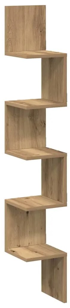 856615 vidaXL Стенна ъглова етажерка Artisan Дъб 20x20x127,5 cm