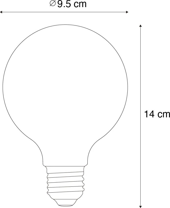Комплект от 5 Интелигентни димируеми LED крушки E27 G95 кехлибар 4.9W 320lm 2500K