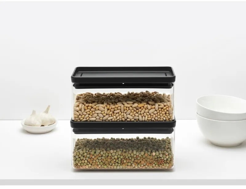 Кутия за съхранение Brabantia Tasty+ Stackable 1008873, 1.5 л, Силиконово уплътнение, Без BPA, Тъмносив