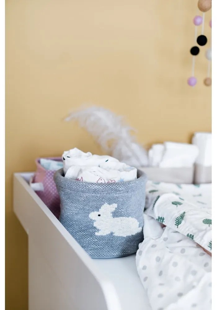 Сив памучен органайзер Зайче, ø 16 cm - Kindsgut