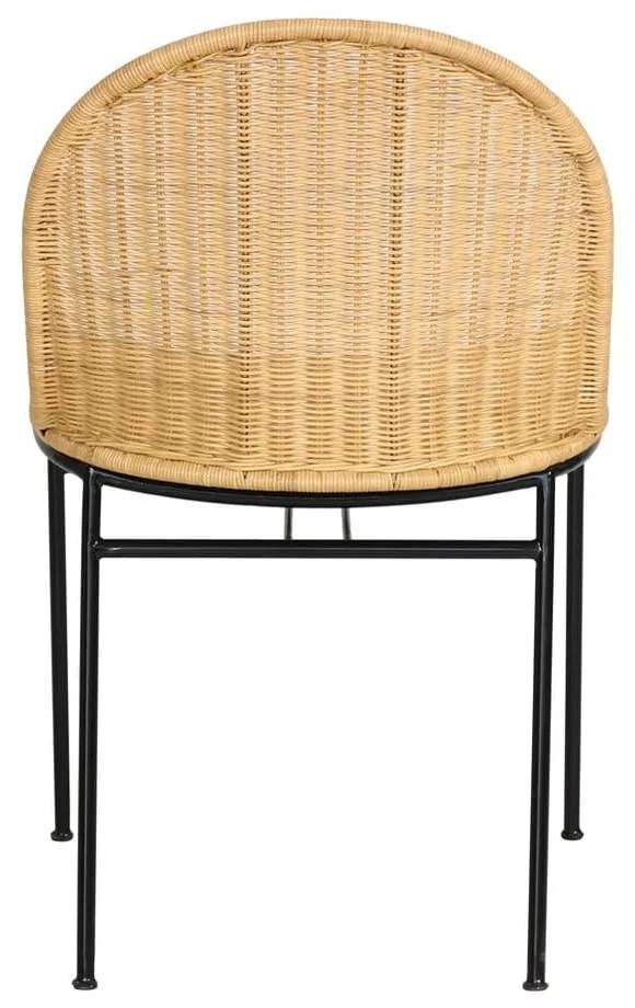 Комплект от 4 ратанови стола за хранене Sofia и черна маса Marienlis - Bonami Essentials